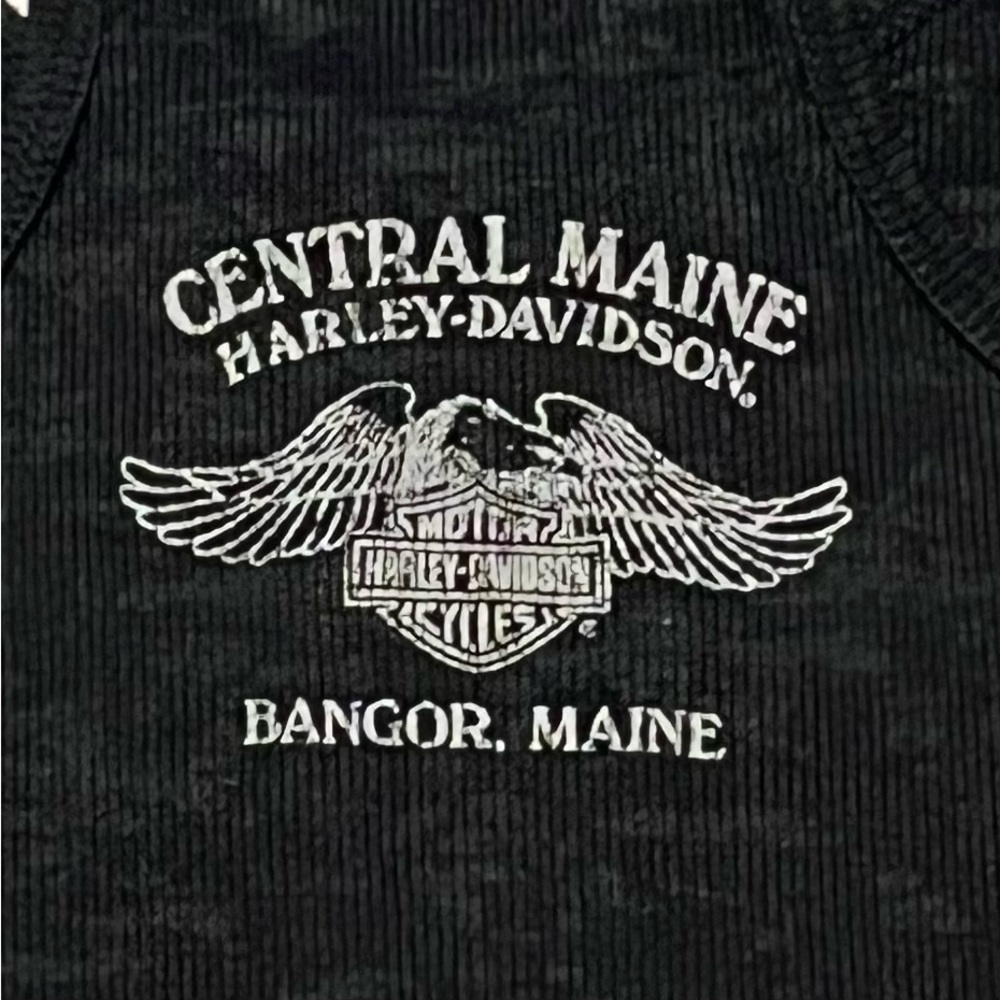 Harley Davidson Motorcycle Black Burnout Racerback Tank Top Women’s Biker Maine - Picture 6 of 9